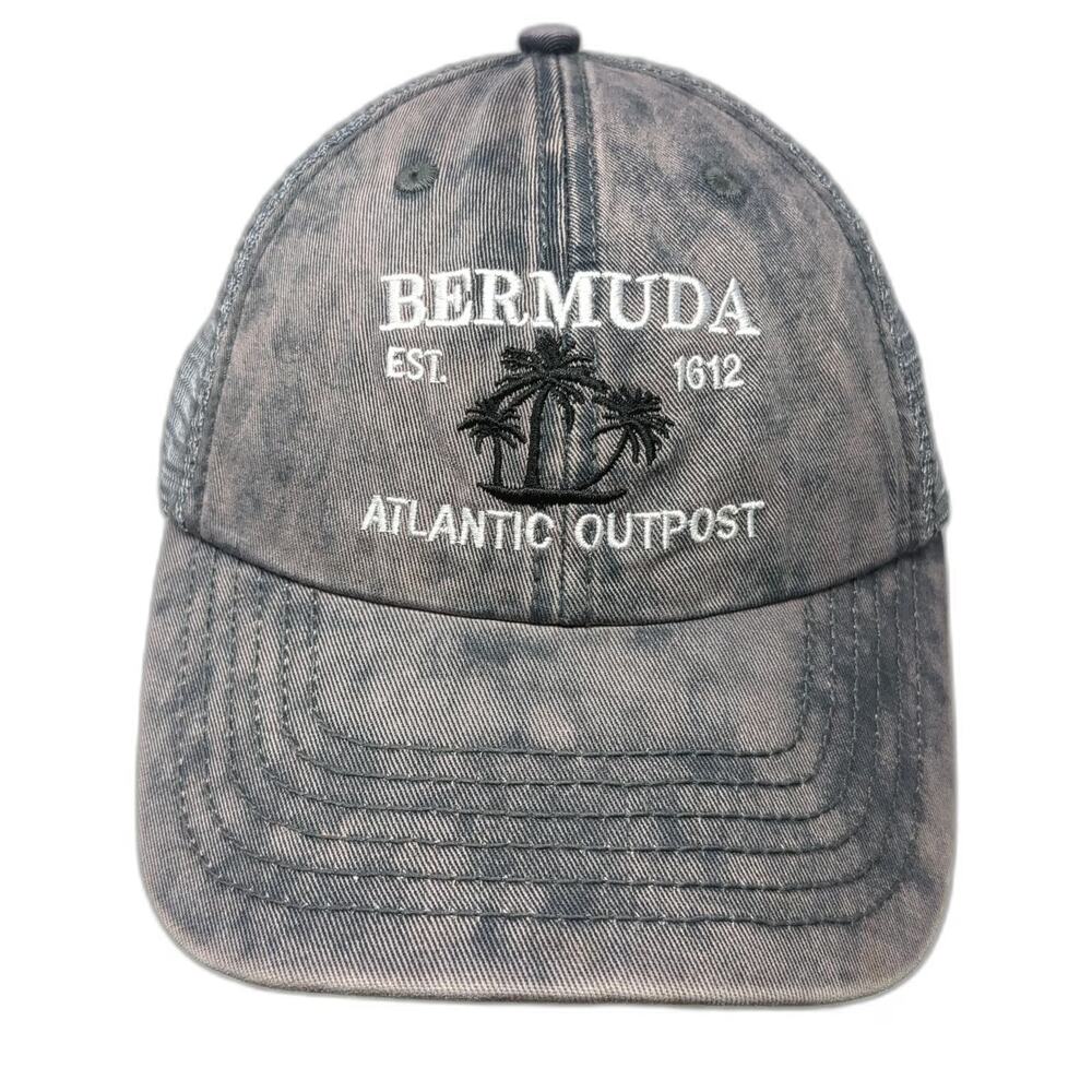 Royal Resortwear Trucker Hat Gray One Size Bermuda Atlantic Outpost Palm Trees